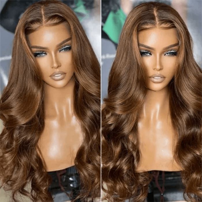 13x4 Transparent Lace Front Body Wave Wig Color Light Chocolate Brown Beauty Club Outlet 18" Chocolate Brown 