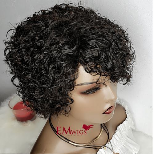 EM Wigs Baby Curlie 100% Human Hair Pixie Wig Beauty Club Outlet 