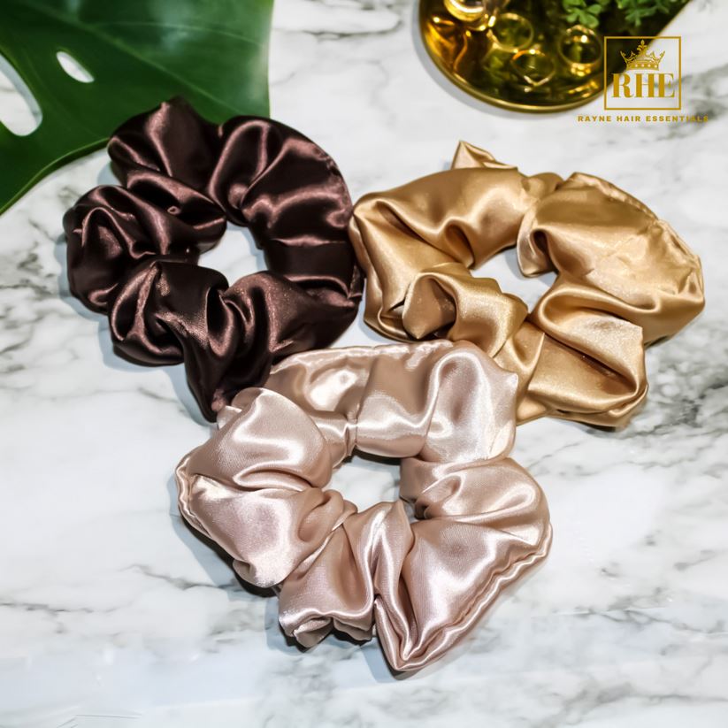 Rayne Essentials Luxurious Satin Scrunchies Accessories Rayne Hair Essentials Nude Latte 