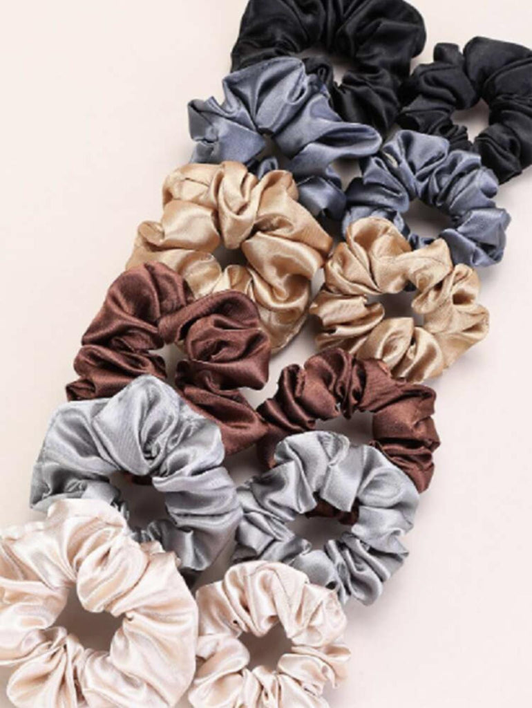 Satin Hair Scrunchies Beauty Club Outlet Brown 